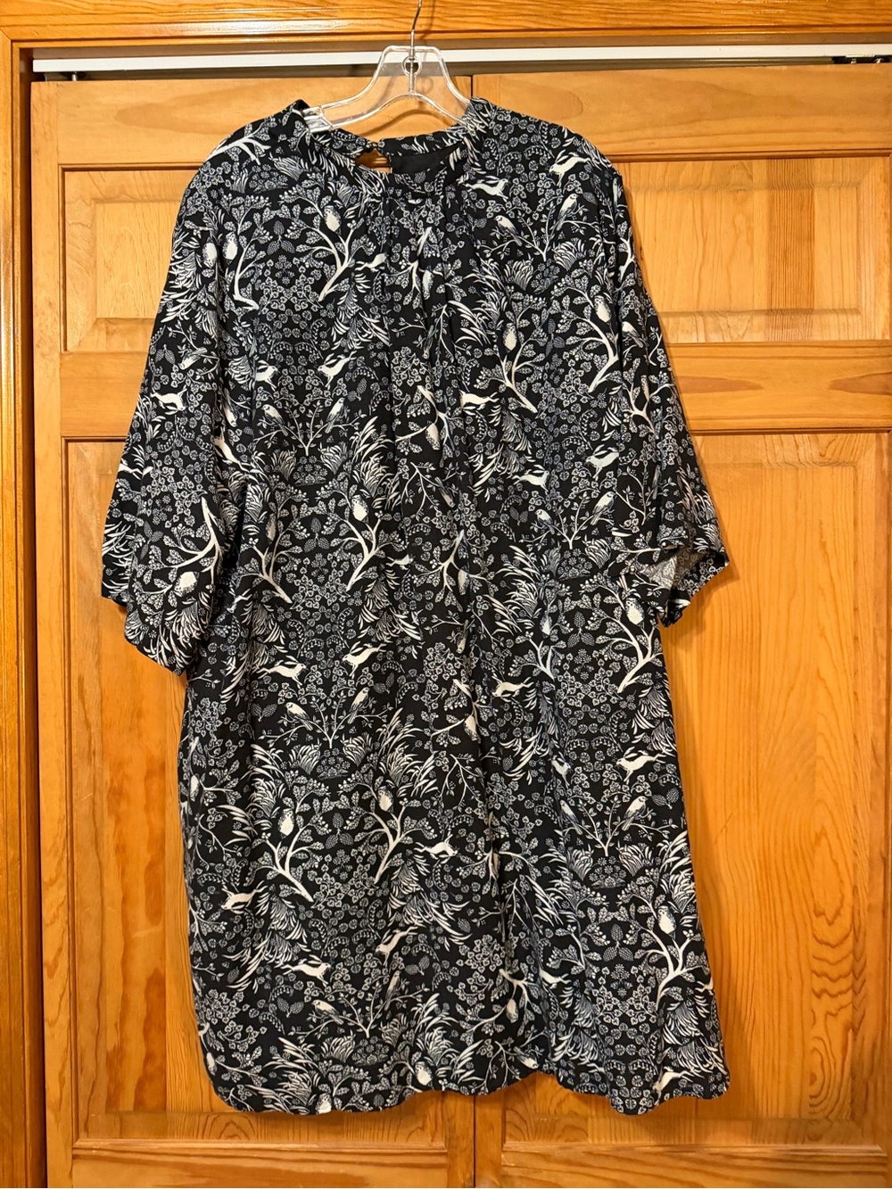 Old Navy Black Midi Dress with White Floral Print